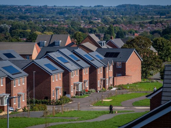 New development of homes all with solar panels