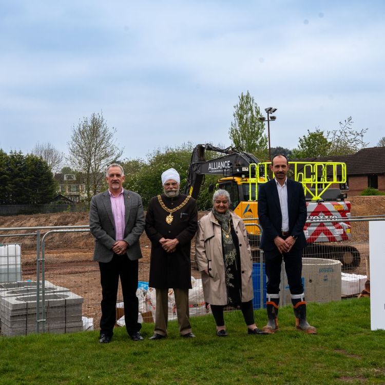 Members of staff and stakeholders on site at Sphinx Drive, Coventry