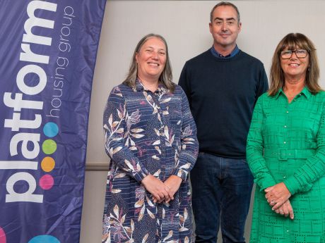 Emma Gilpin, Tpas’ National Consultancy Manager and Platform Board member and Customer Voice Panel Chair, Lou Zonato are pictured with Platform’s Chief Operations Officer, Marion Duffy. 