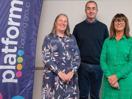 Emma Gilpin, Tpas’ National Consultancy Manager and Platform Board member and Customer Voice Panel Chair, Lou Zonato are pictured with Platform’s Chief Operations Officer, Marion Duffy.