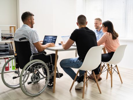 Wheelchair user at desk