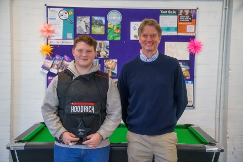Young Person Award winner 2026 Ryan Eversham (left) with PHG Board Member Tony King (right)