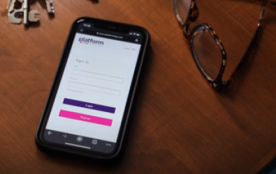 A phone displaying the portal login
