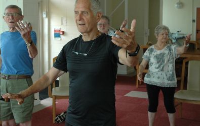 Residents at an exercise class