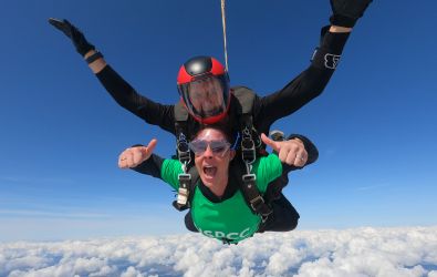 Colleagues mid skydive