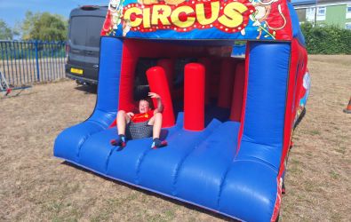 A child on an inflatable