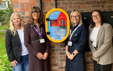 OurJay partnership - Defibs in our communities: left to right, Tracey Brand, Trustee and Secretary of the OurJay Foundation and godmother to Jay; Marion Duffy, Chief Operations Officer, Platform Housing Group; Naomi Rees-Issitt, Jay’s Mum and Sarah Sutton, Director of New Customers and Specialist Housing, Platform Housing Group.