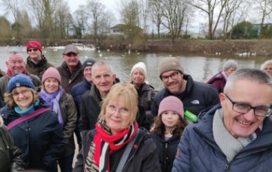 Volunteers at the riverside