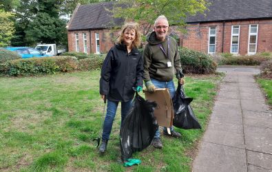 Volunteers tidying up Bradley Thursfield