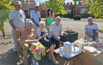Residents enjoying the bench