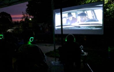 An outdoor cinema screening